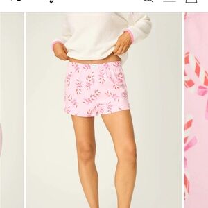 PJ Salvage New Sweeter Than Sugar Candy Cane Print Flannel Shorts